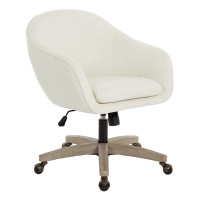 OSP Home Furnishings NRA26-L32 Nora Office Chair in Linen Fabric with Grey Brush Wood Base